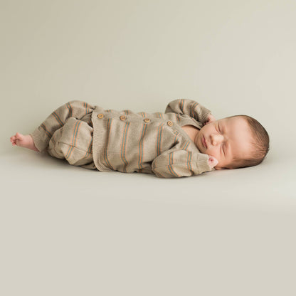 Nyföddset i Ekologisk Bomull – Randig Jacquard (Jacka & Byxa) | 0–1 M & 3–6 M | Tillverkad i Barcelona