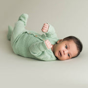 Stickad babyjacka Soft Green | Micu Micu – produktbild 3