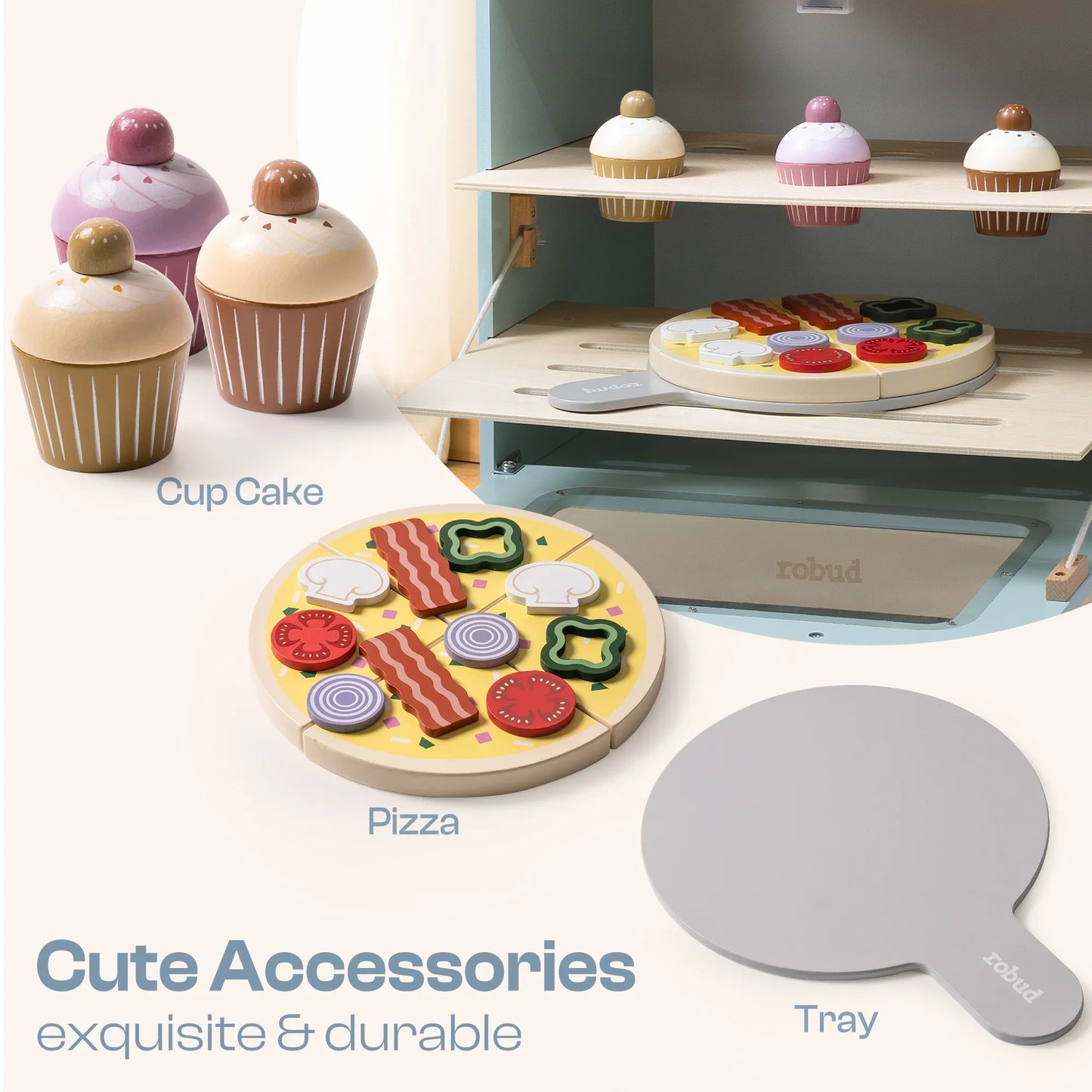 Träleksaksugn för barn – realistiskt lekset med tillbehör