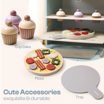 Träleksaksugn för barn – realistiskt lekset med tillbehör