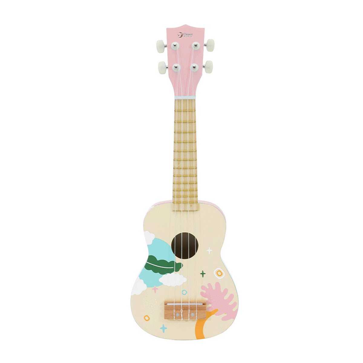 Rosa ukulele Iris i trä för barn