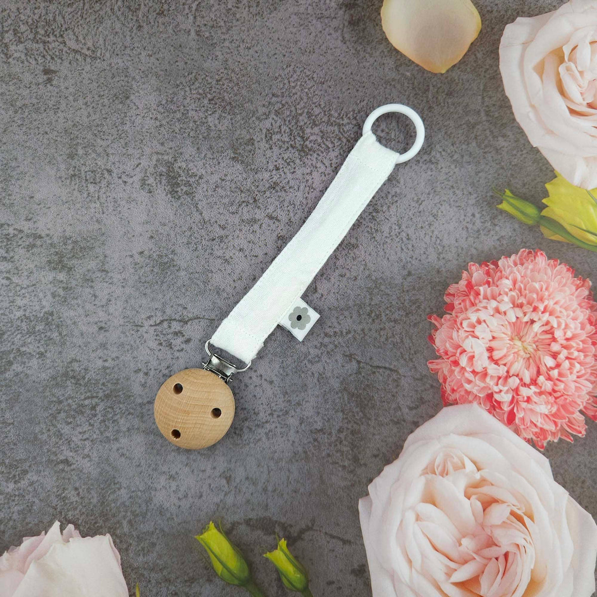 Ekologisk napphållare i muslin – Vit – Summerville organic – detaljbild 4