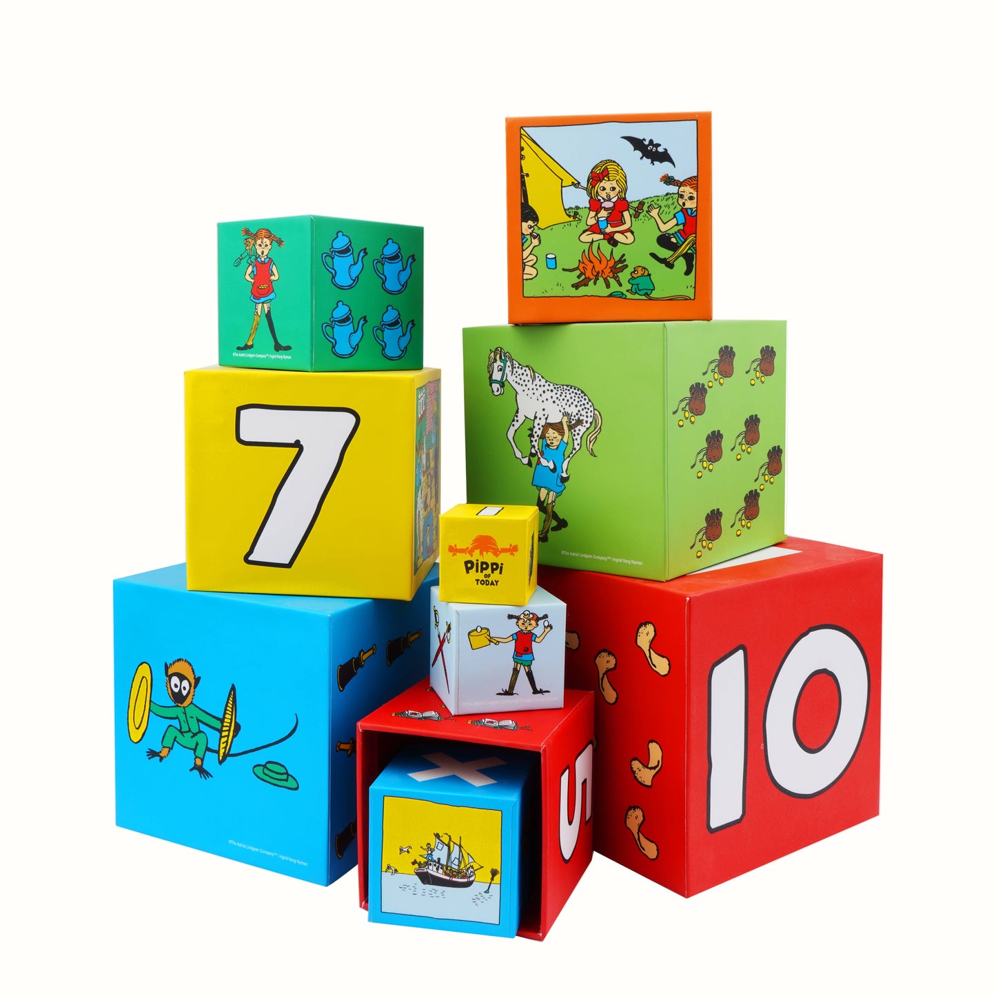 Pippi stapeltorn – 10 stapelkuber i kartong