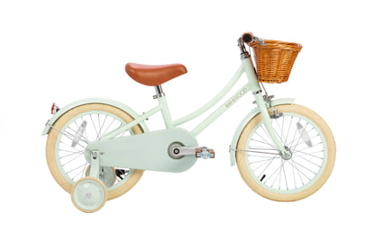Banwood – 16" Classic Barncykel Vintage Pale Mint | Retroinspirerad Barncykel med Korg
