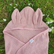 Ekologisk badcape Kanin – Pale Mauve – Summerville organic – detaljbild 2