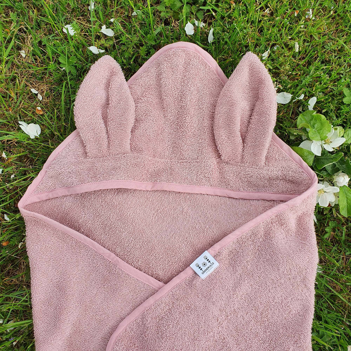 Ekologisk badcape Kanin – Pale Mauve – Summerville organic – detaljbild 2