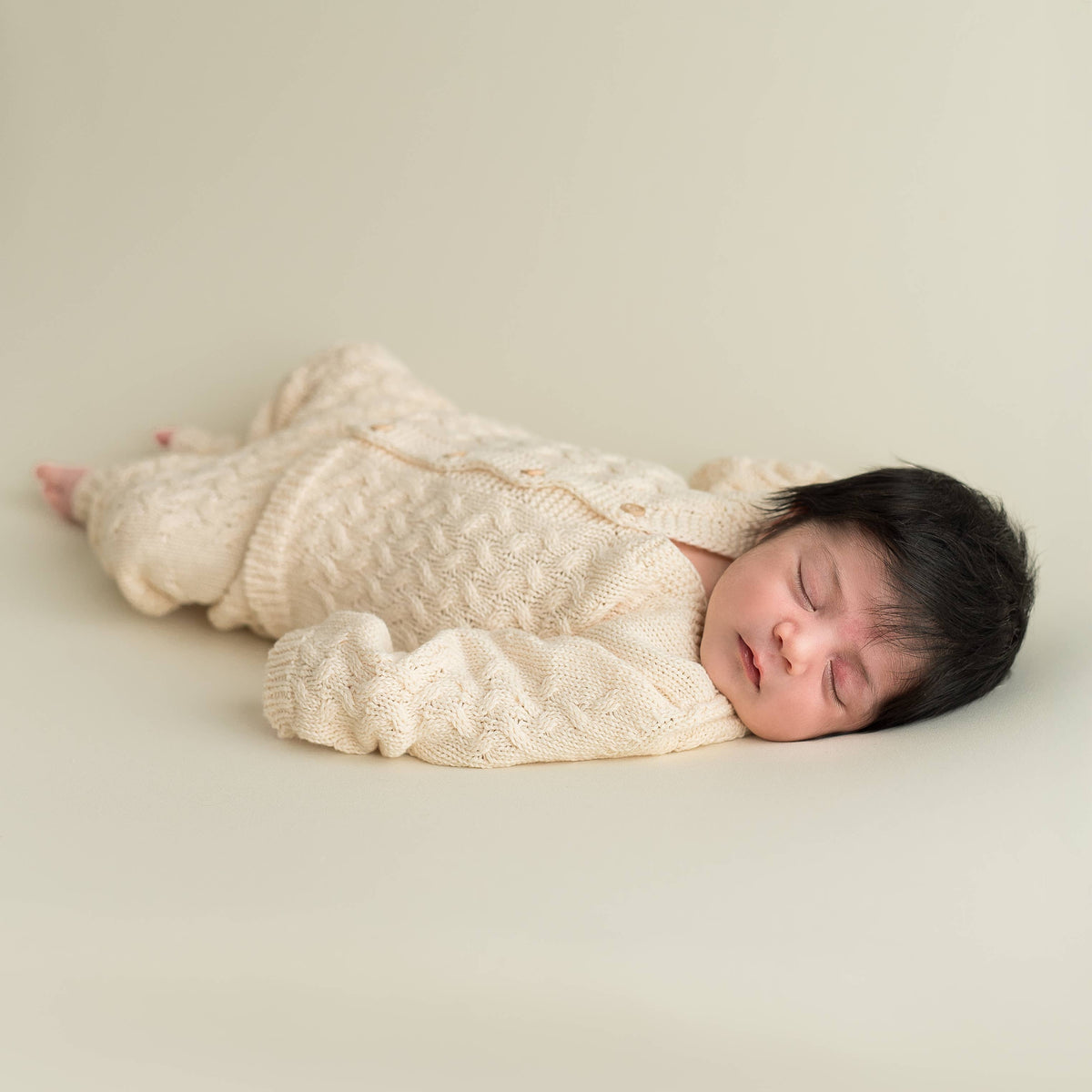 Stickat babyset Ecru i ekologisk bomull | Micu Micu