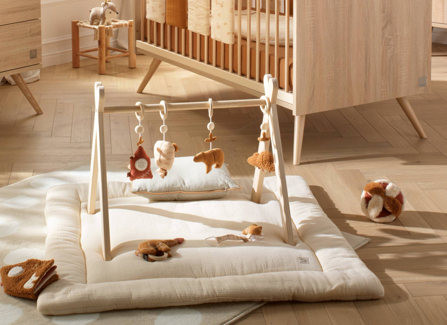 Lekmatta i dubbel bomullsmuslin – Vanilla (100×100×5 cm)