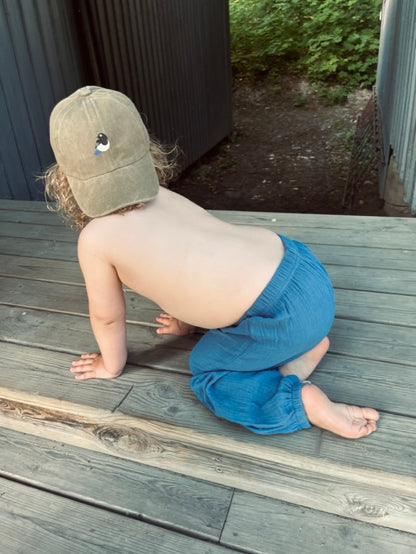 BaraBaby Skata Barnkeps - Tvättad Blå och Tvättad Beige