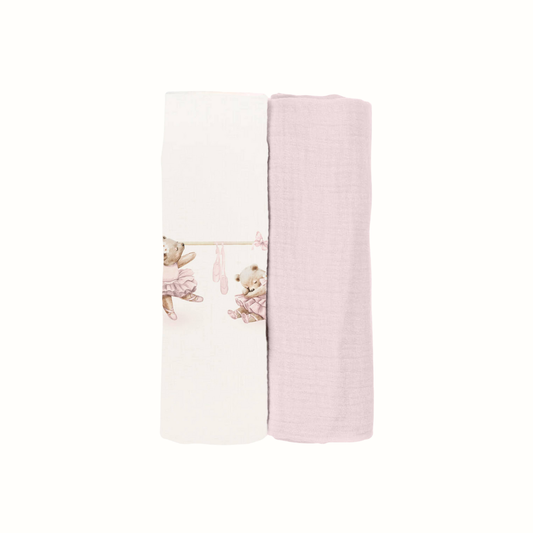 Musselindukar 2-pack – Ballerina Charlene ljusrosa 65×65 cm (ekologisk bomull)