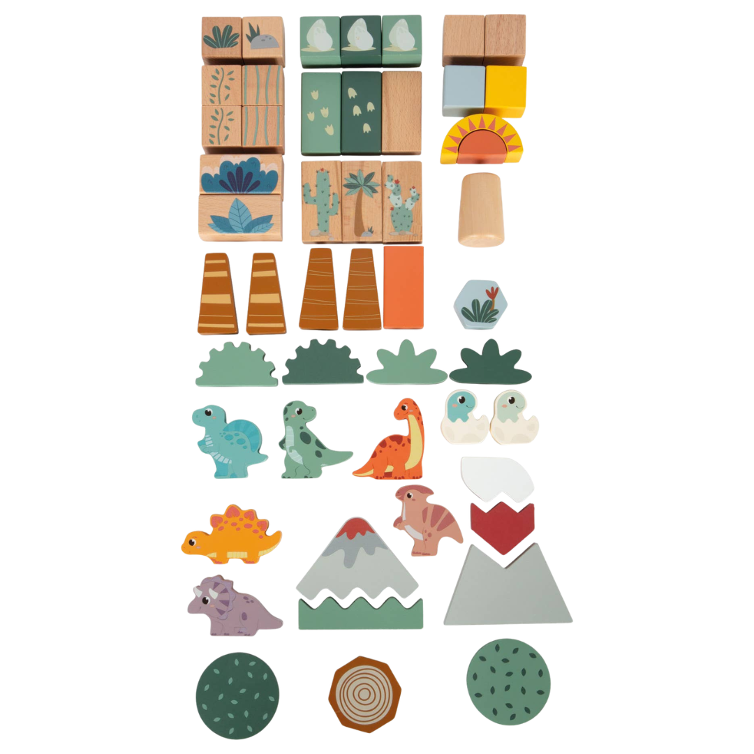 Wooden Dino building blocks – 50 pieces, FSC 100%