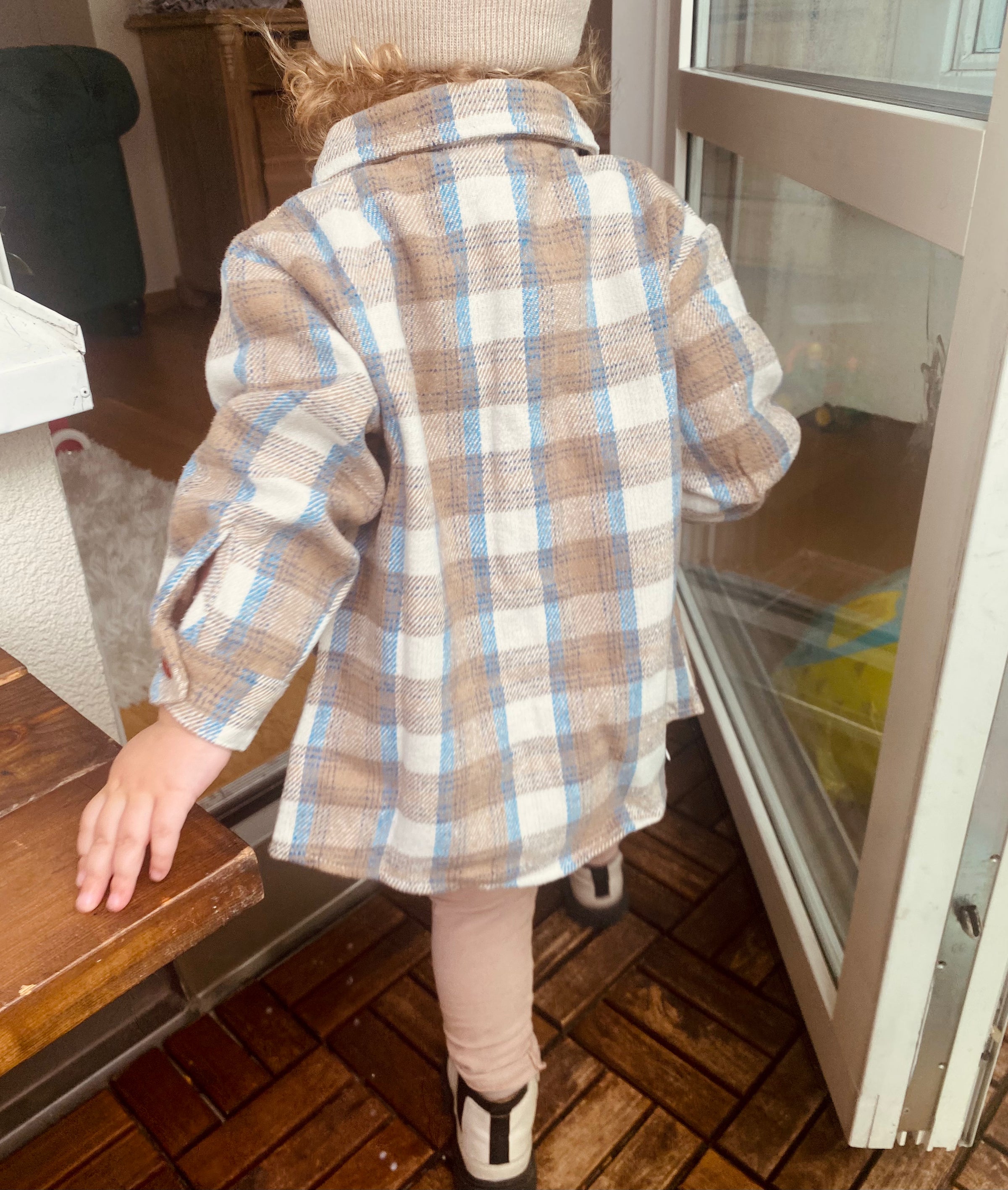 Rutig skjorta för baby & småbarn – beige – BaraBaby – detaljbild 5
