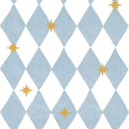 Tapet Barnrum - French Diamonds with Stars | Harlekinrutor med Stjärnor | Remsa 280×100 cm (Non-woven)