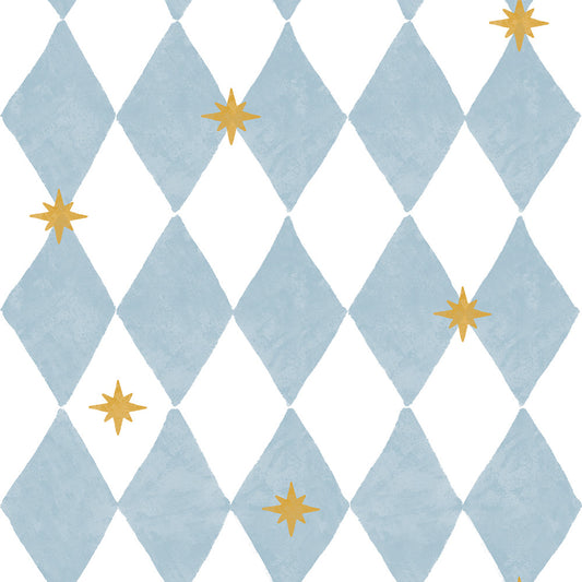 Tapet Barnrum - French Diamonds with Stars | Harlekinrutor med Stjärnor | Remsa 280×100 cm (Non-woven)