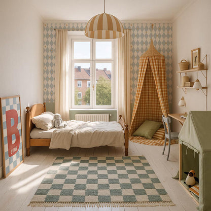 Tapet Barnrum - French Diamonds with Stars | Harlekinrutor med Stjärnor | Remsa 280×100 cm (Non-woven)