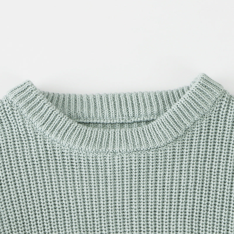 Stickad oversized tröja i bomull – barn – BaraBaby – detaljbild 10
