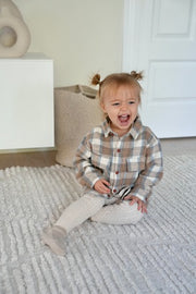 Rutig skjorta för baby & småbarn – beige – BaraBaby – detaljbild 3
