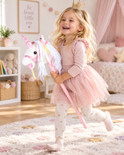 Hobby horse white unicorn with sound – 85 cm