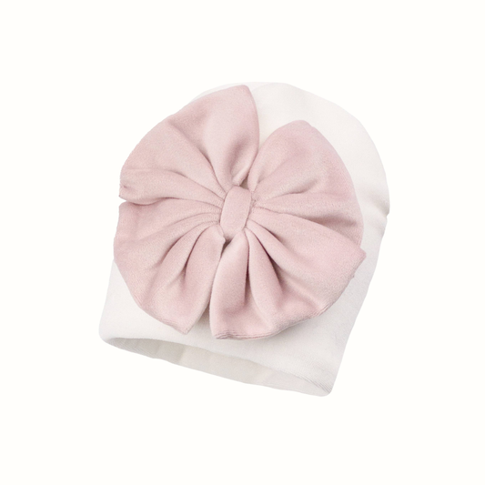 Baby mössa i velour med rosett – Charlene (fodrad & mjuk)