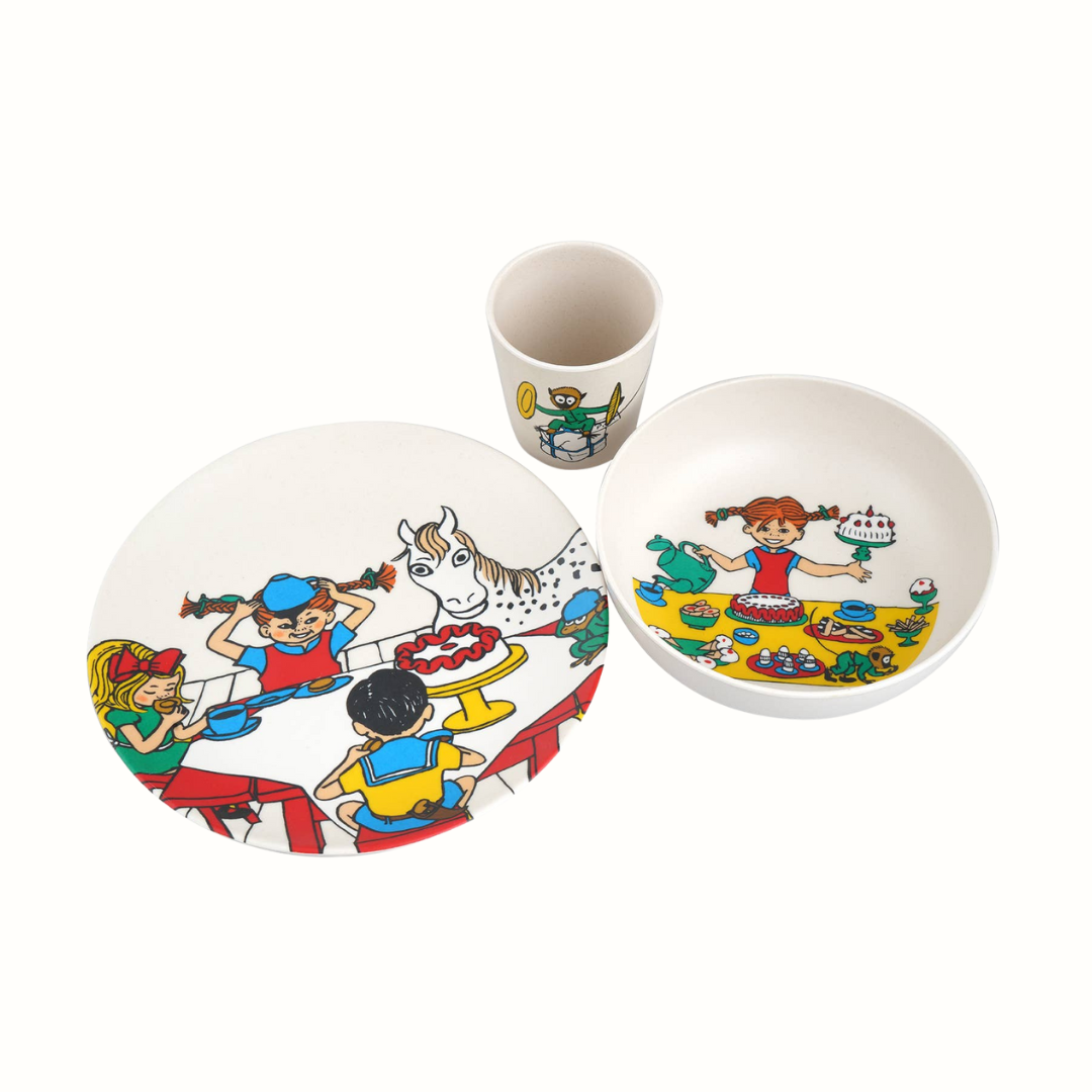 Pippi barnservis i melamin – 3 delar – Barbo Toys