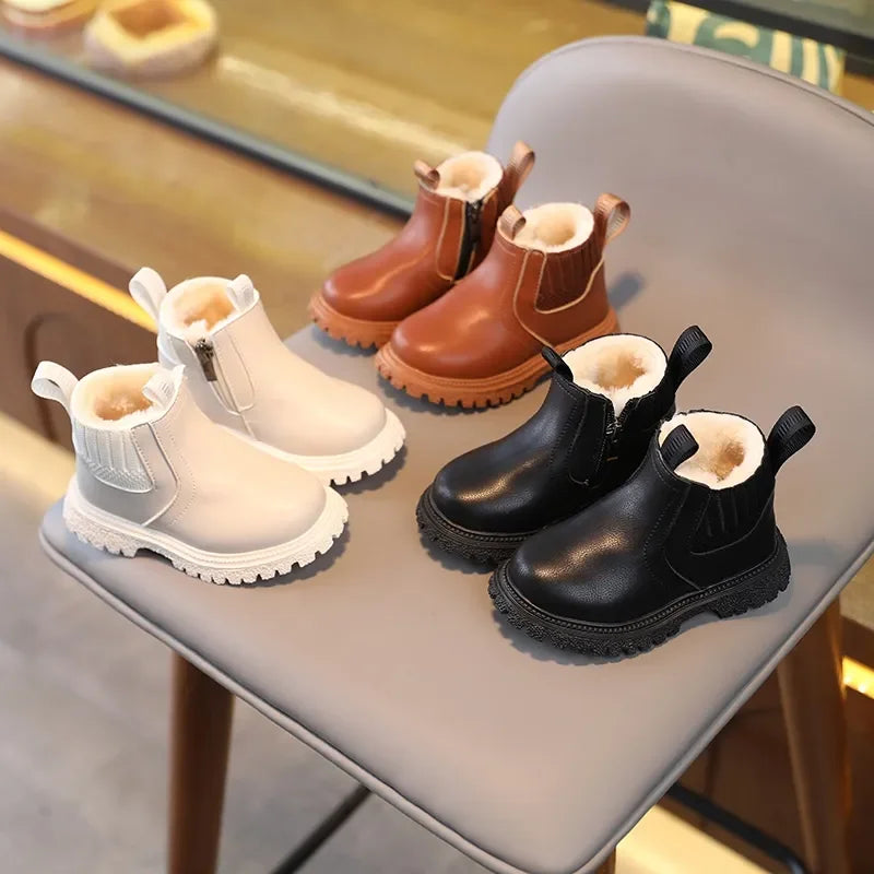 Winter Baby Short Boots - Warm Shoes for Girls and Boys: Plush Leather Boots for Kids