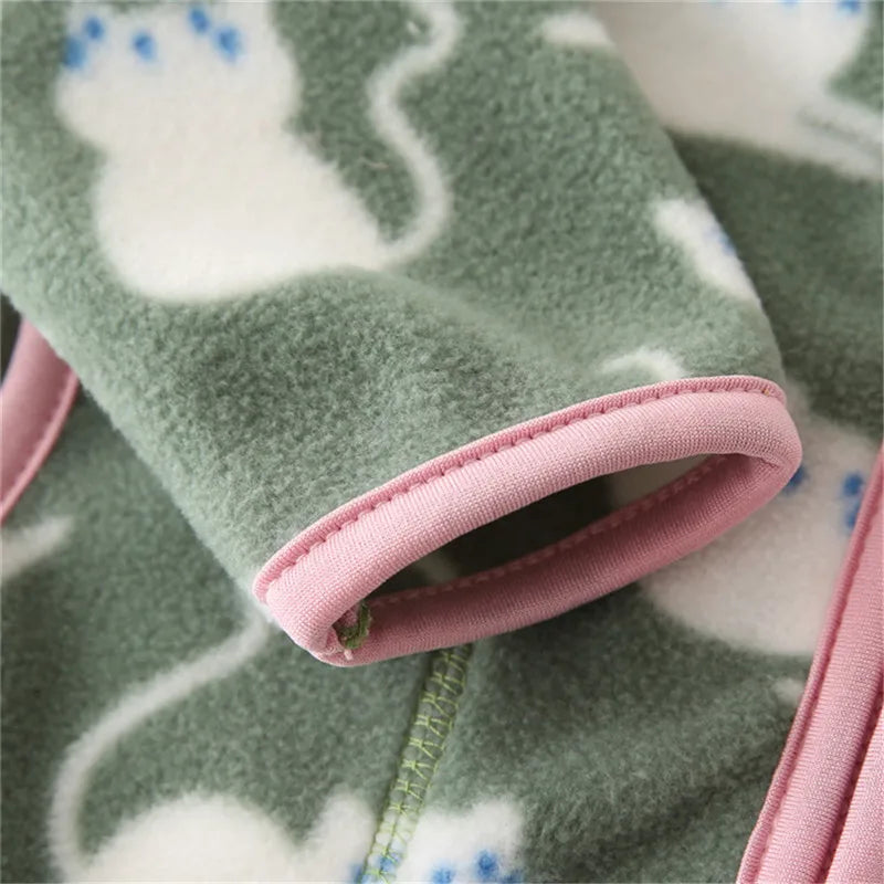 Children's Fleece Jacket with Zipper - Animal Print and Plus Velvet for Extra Warmth