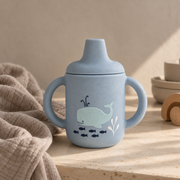 Spill-proof silicone cup with handles – Cloud Blue Ocean