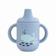 Spill-proof silicone cup with handles – Cloud Blue Ocean