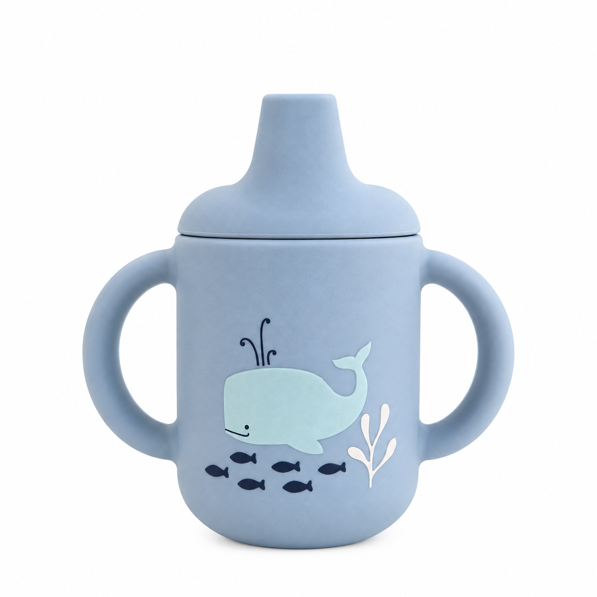 Spill-proof silicone cup with handles – Cloud Blue Ocean