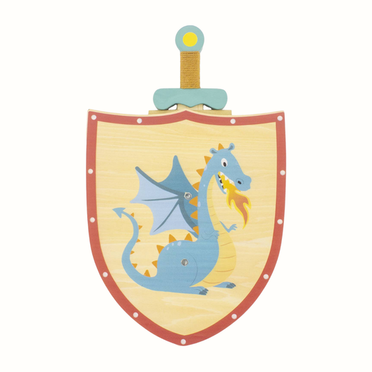 Svärd och sköld i trä för barn – Draktema