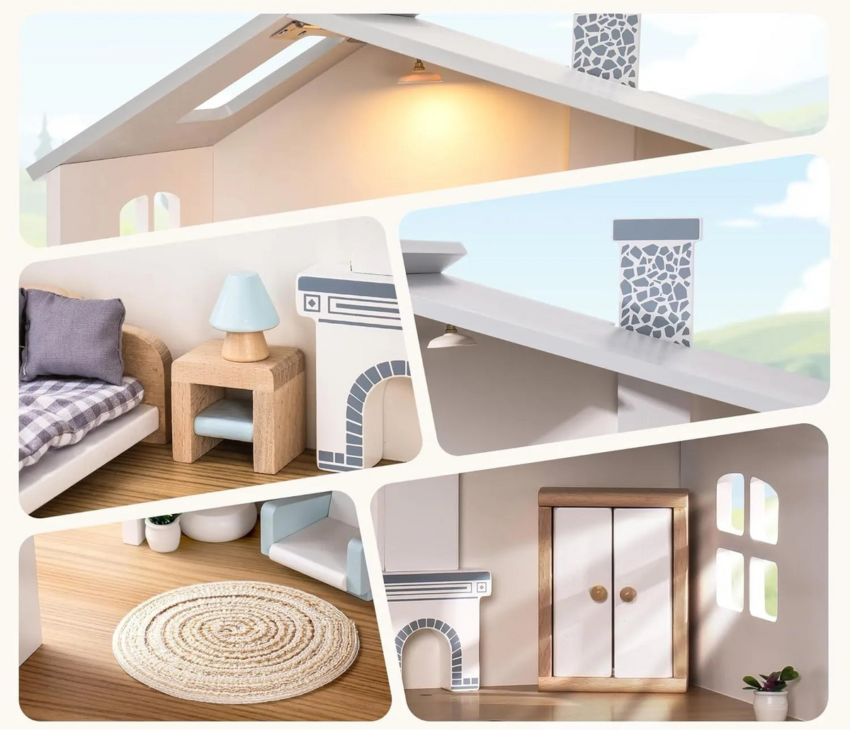 Dockhus Nordic i trä med belysning – BaraBaby, bild 6
