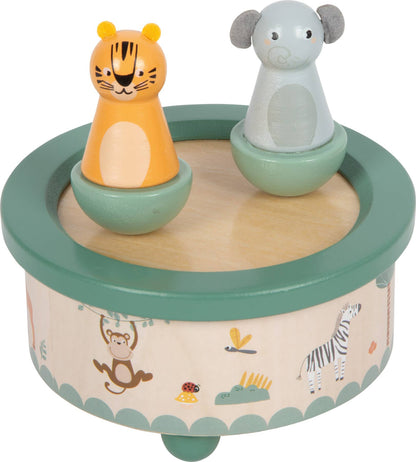 Speldosa i trä för barn – Safari med tiger och elefant