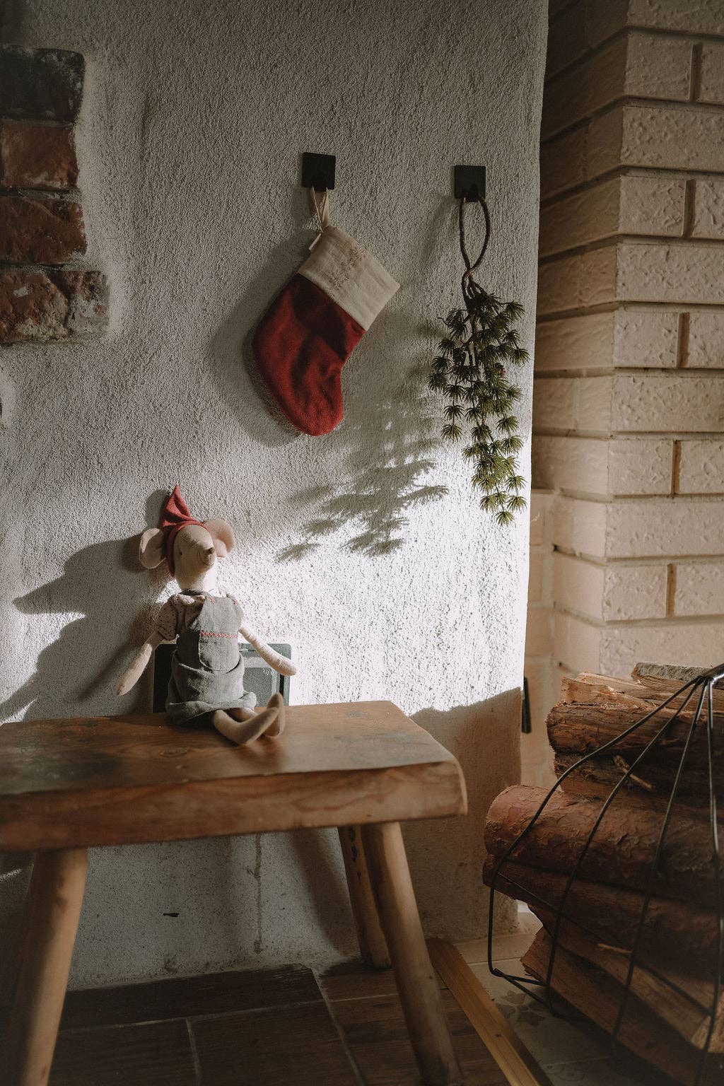 Julstrumpa Rouge i Sammet & Japansk Bomull | 37 cm med Upphängning