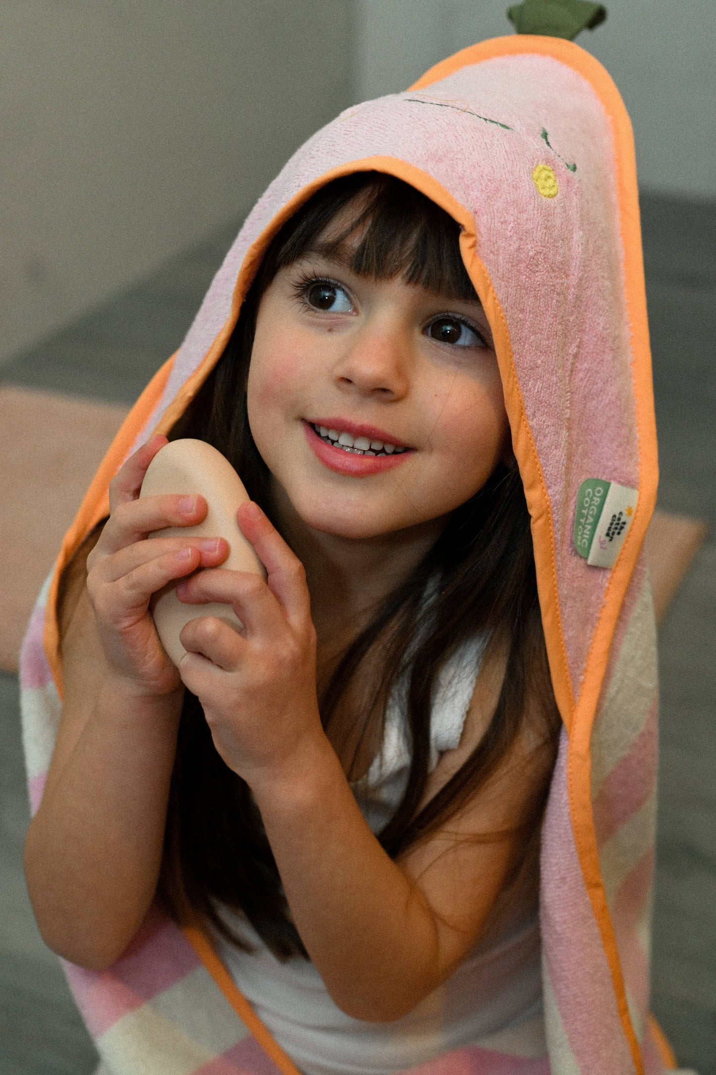 Barn Kapuhandduk Mandy Mandarine | 100 % Ekologisk Frotté | OEKO-TEX® Certifierad