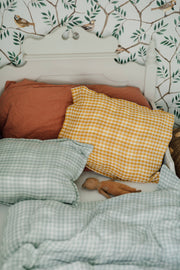 Ekologiskt bäddset Mustard Gingham 90 × 125 cm – TISU – detaljbild 4