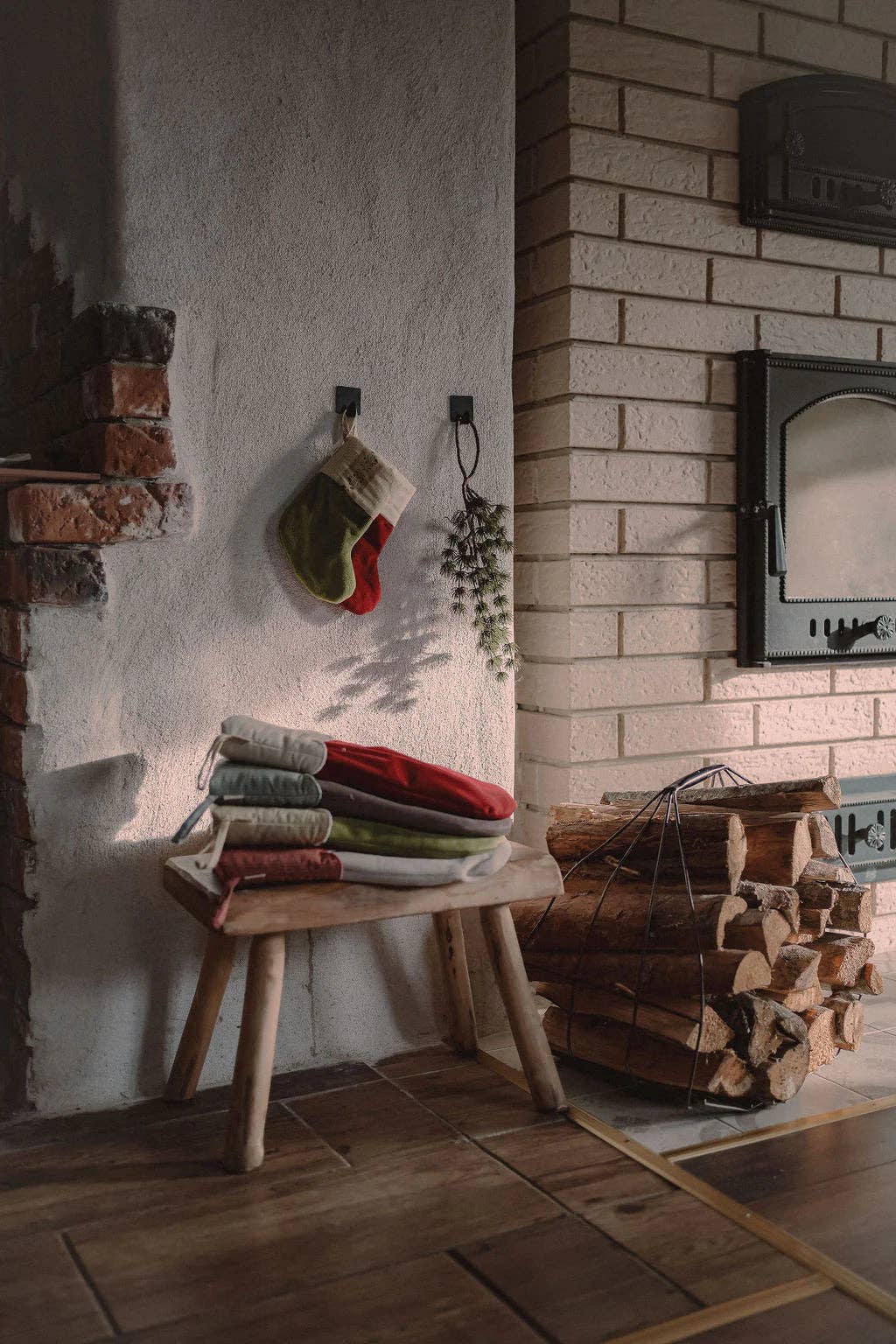 Julstrumpa Rouge i Sammet & Japansk Bomull | 37 cm med Upphängning