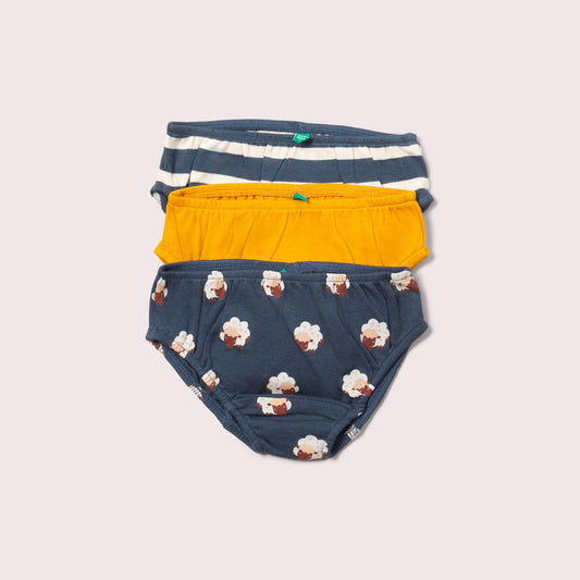 Ekologiska barnunderbyxor 3-pack – Sleeping Sheep (unisex, GOTS & Fairtrade) | Little Green Radicals