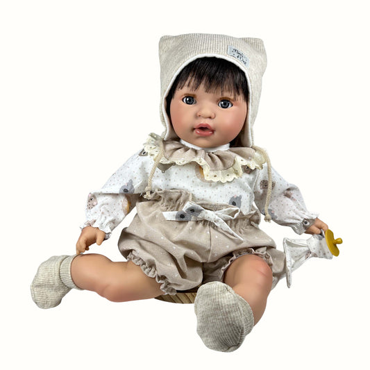 Handgjord Docka Noa Brunette | 45 cm med Mjuk Kropp