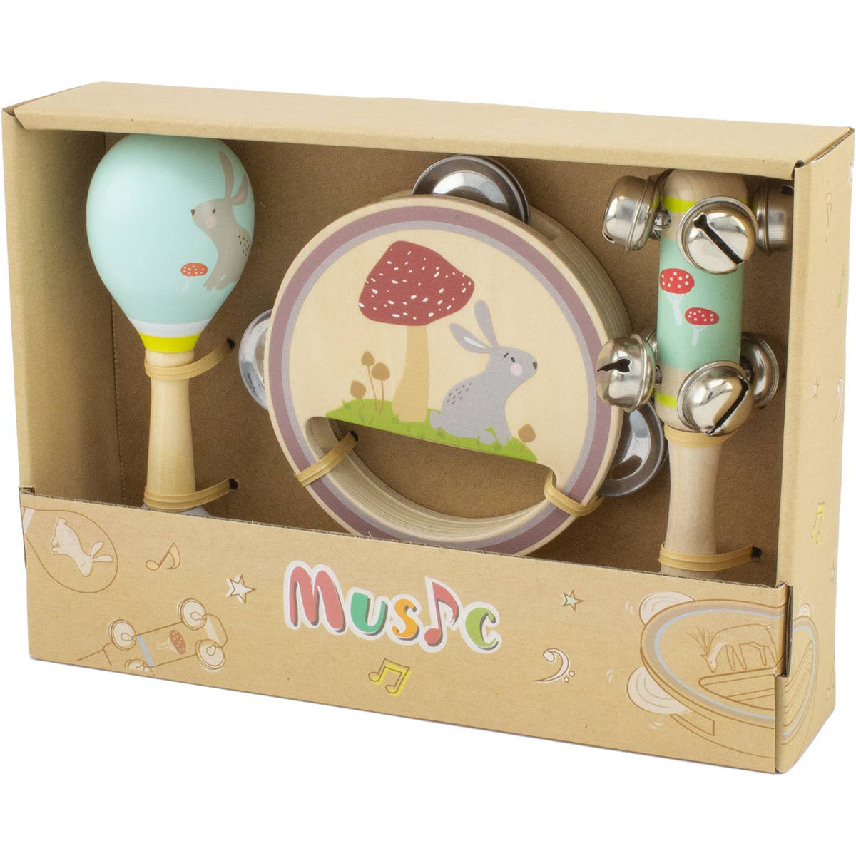 Musikset Kanin i trä – 3 instrument – produktbild 2