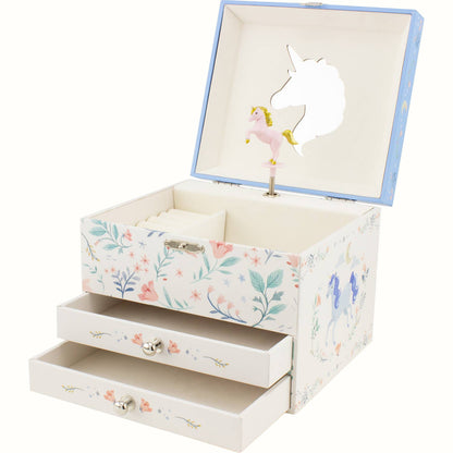 Musiksmyckeskrin för barn – Enhörning med 2 lådor