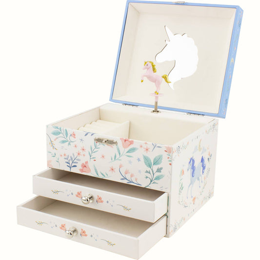 Musiksmyckeskrin för barn – Enhörning med 2 lådor