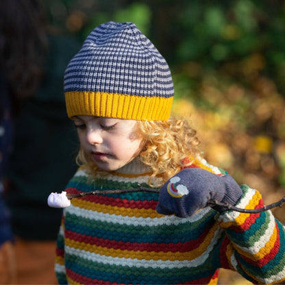 Stickad tröja barn – Honeycomb Rainbow (ekologisk bomull) | Little Green Radicals