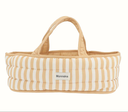Dockbädd Tutete Monnëka Stripes Caramel Premium Bärkorg för Dockor 30 cm