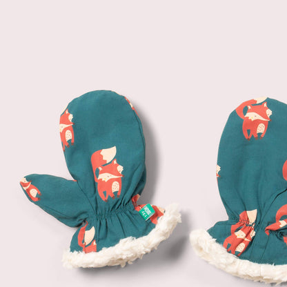 Little Green Radicals EU - Red Foxes Sherpa Lined Mittens