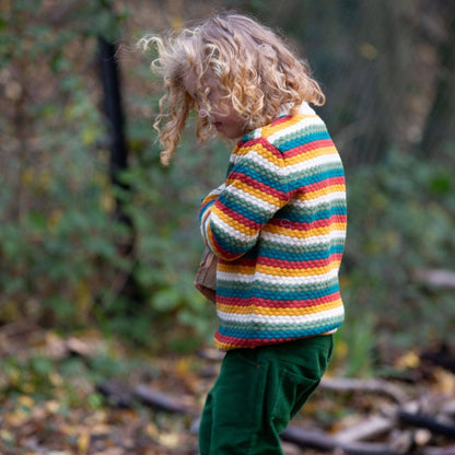 Stickad tröja barn – Honeycomb Rainbow (ekologisk bomull) | Little Green Radicals