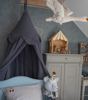 Blå sänghimmel för barn i bomullsmuslin – Muzpony Modern Denim