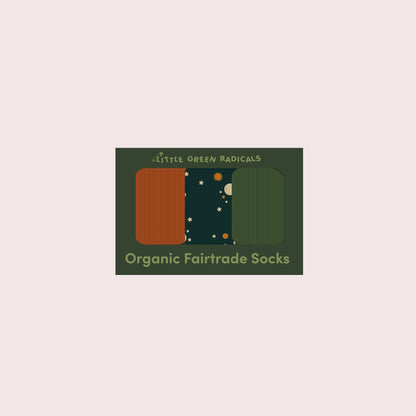 Ankelstrumpor barn 3-pack – Night Moon (ekologisk bomull) | Little Green Radicals
