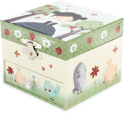 Musiksmyckeskrin för barn – Äppelflicka med låda