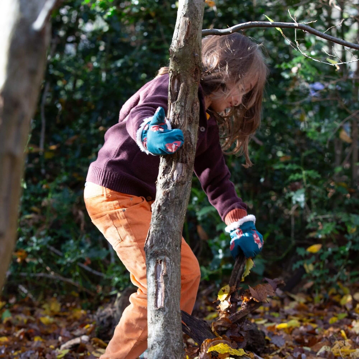 Little Green Radicals EU - Red Foxes Sherpa Lined Mittens