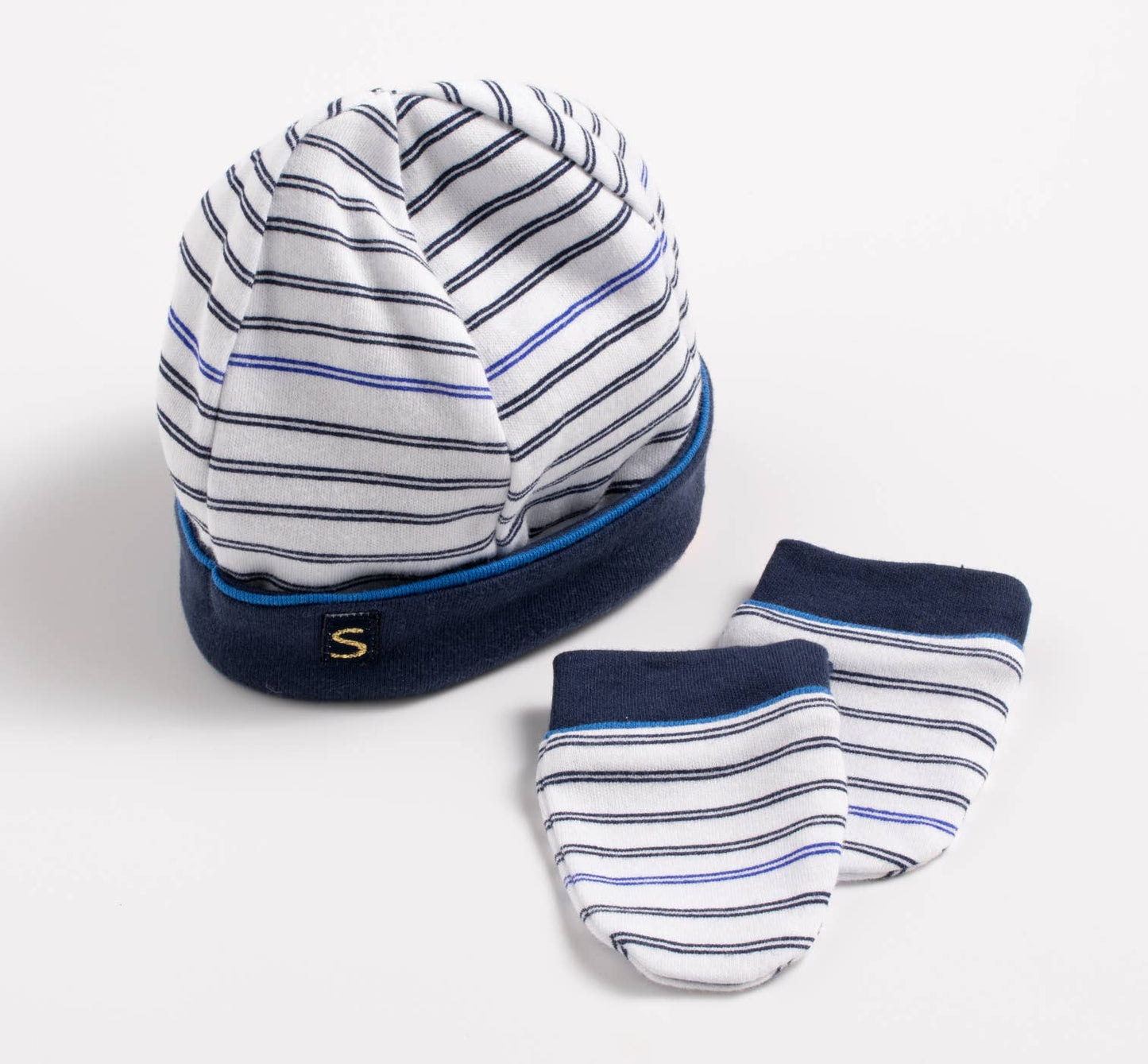 Ekologisk baby­mössa och vantar för nyfödd – Sauthon Baby Sailor